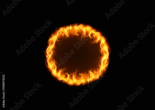 Dynamic Fiery Ring on Black Background