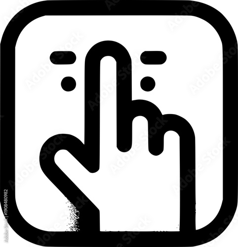 Touch Gesture Icon: A sleek, modern icon of a hand performing a touch gesture, perfect for representing user interaction and digital interfaces.
