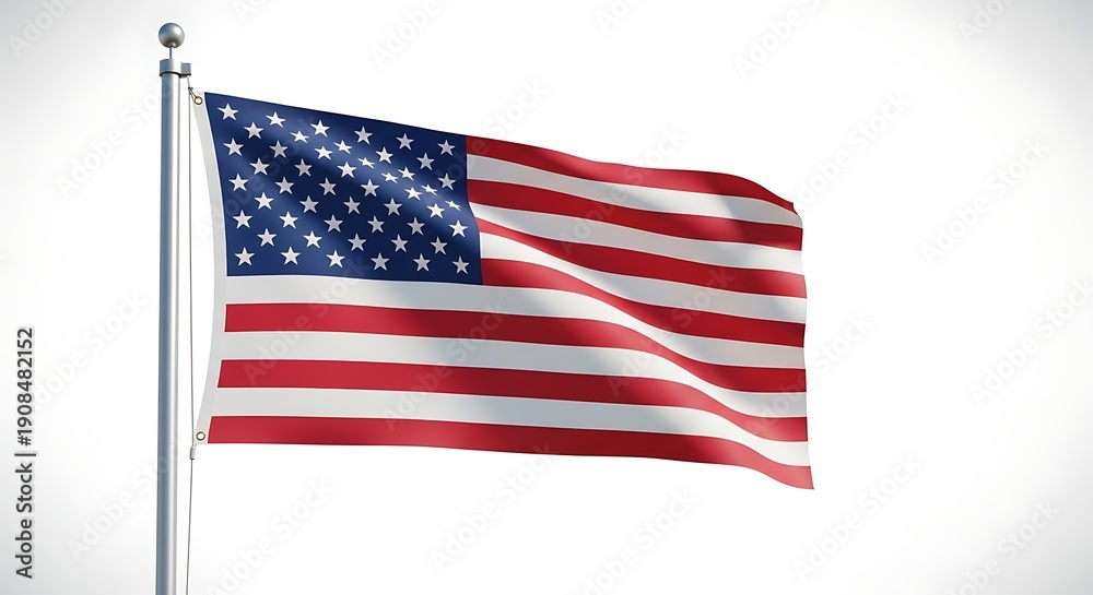Fototapeta premium The american flag waving in the wind