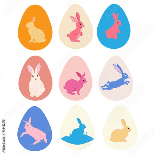 Easter egg with a painted Easter bunny. Kids egg games. He is risen, Happy Easter