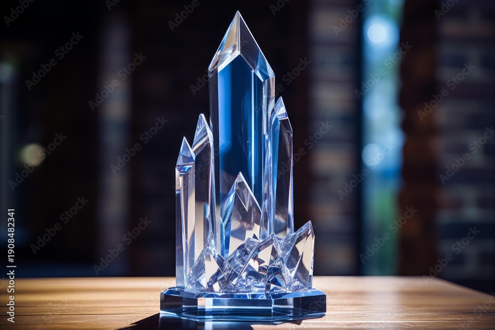 Obraz premium Crystal structure sculpture representing achievement and success