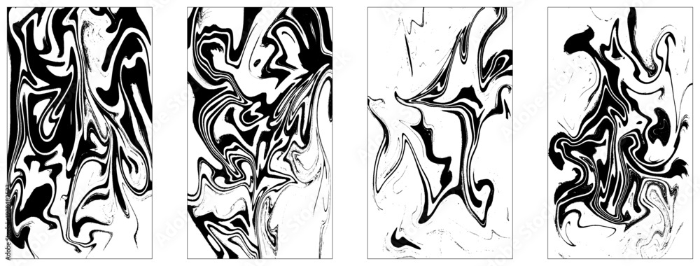 Fototapeta premium Set of 4 black and white abstract backgrounds vector illustration