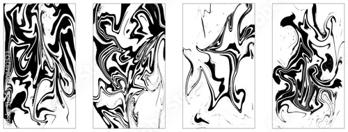 Set of 4 black and white abstract backgrounds vector illustration