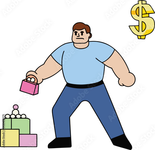 Pixel boss battle against overpriced products