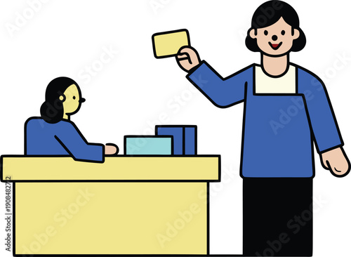 Pixel cashier npc handing out shopping discounts