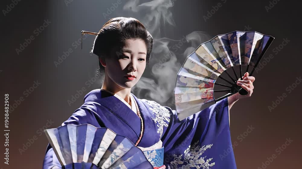 custom made wallpaper toronto digitalElegant performer gracefully manipulating traditional fan, showcasing intricate movements and cultural artistry in a captivating display of skill and beauty