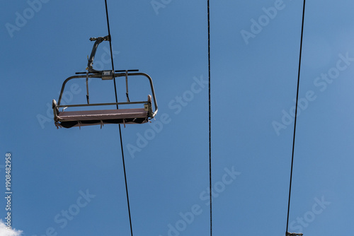 Cable car lines and ski lifts in the mountains