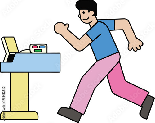Pixel character sprinting toward online checkout