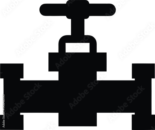 pipe system with valves silhouette vector illustration on transparent background