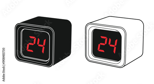 Two digital clocks displaying the number 24 in a minimalist style