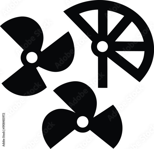 industrial fan blades silhouette vector illustration on transparent background
