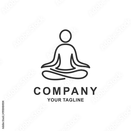 Minimalist Yoga Meditation Silhouette Wellness Logo