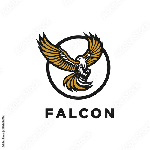 Powerful Flying Falcon Bird Mascot Logo