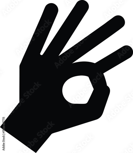 hand making ok sign circle silhouette vector illustration on transparent background