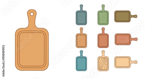 Collection of wooden cutting boards in various shapes and colors