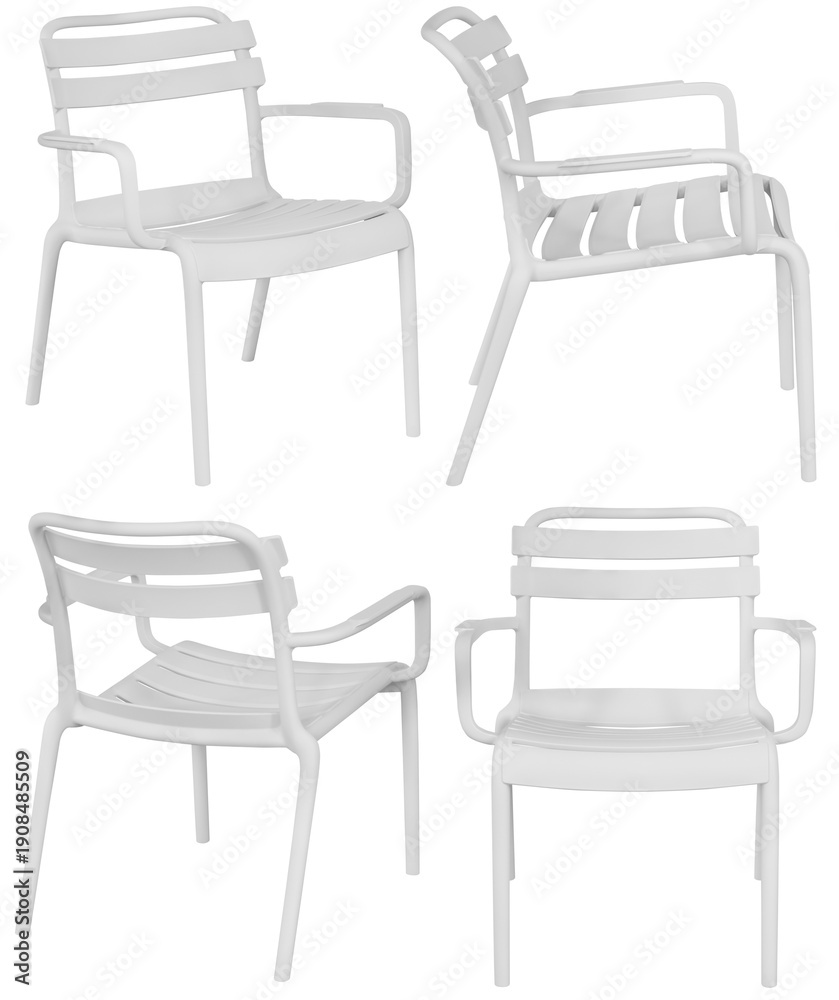 Fototapeta premium Real modern chair photographed in studio and isolated with transparent background. High-quality furniture product photography in PNG format, perfect for interior design projects