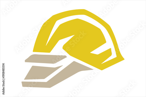 A yellow safety helmet with a reflective stripe and chin strap Vector, illustration