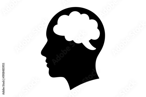 contemplative mind silhouetted against neutral space, representing thought, innovation, and idea generation