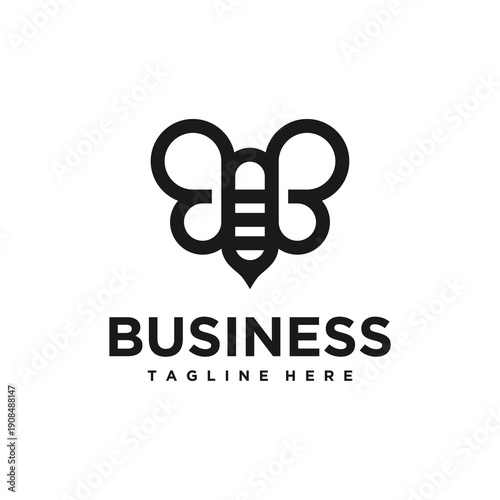 Simple Bee Icon Logo for Creative Company