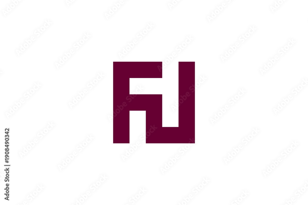 Obraz premium Dark Maroon FH Geometric Logo | Abstract Minimalist Symbol | Modern Branding Identity Design