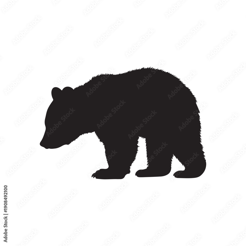 Obraz premium Black Bear cub silhouette vector illustration