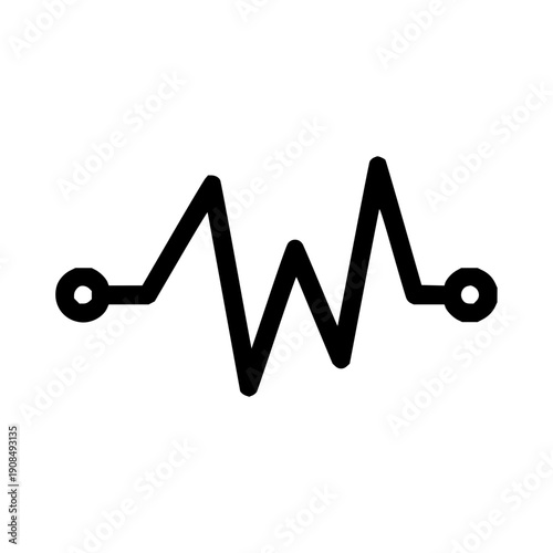 Abstract zigzag line icon depicting an electrical resistor, symbolizing electronic components and resistance, crucial for technology designs and circuit representations