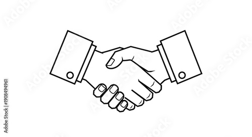 Business People Shaking Hands in a Formal Agreement Gesture on Isolated White Background