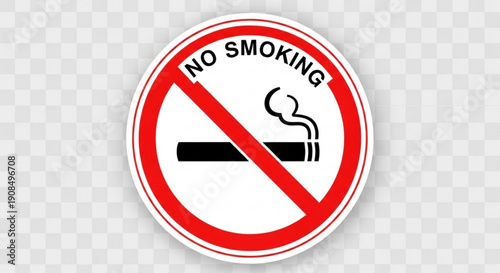 No smoking sign with red circle and cigarette icon on white background