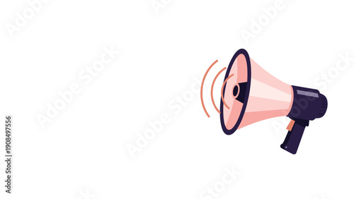 Professional megaphone or loudspeaker icon with sound waves for broadcasting news and marketing advertisements.