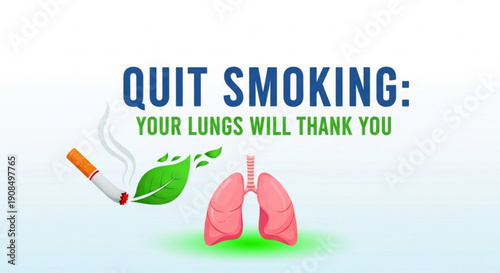 Quit smoking concept with lung and cigarette illustration