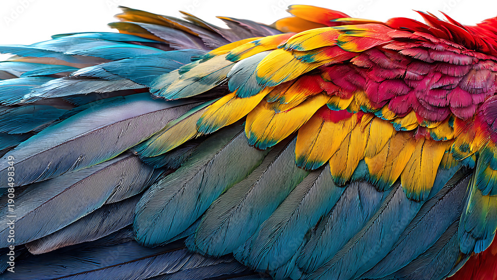 Obraz premium Parrot Colorful Feathers White Background