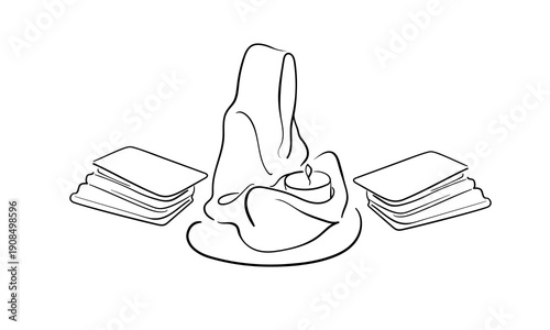 Tarot cards, continious line drawing. Magic, esotericism, occultism line art. Vector illustration