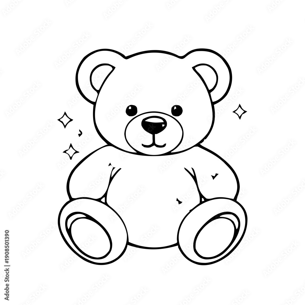 Obraz premium Valentines – Gifts & Romance (BW Outline) – teddy bear outline with sparkles