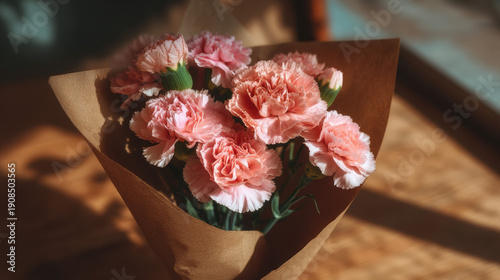 Beautiful pink carnations floral bouquet with vibrant colors, fresh blooms, elegant arrangement, perfect for celebrations, gifts, romantic occasions, and stylish home decor