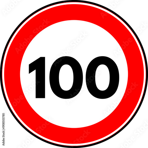 Speed Limit 100 kmh Traffic Sign Vector