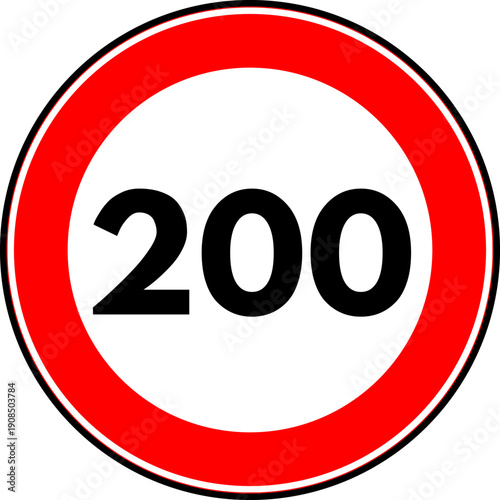 Speed Limit 200 kmh Traffic Sign Vector