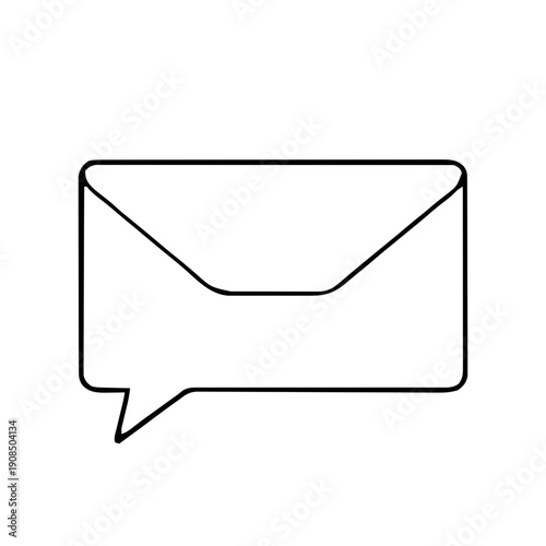 Valentines – Love Letters & Stationery (BW Outline) – folded note card outline with chat bubble