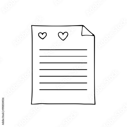 Valentines – Love Letters & Stationery (BW Outline) – love letter sheet outline with chat bubble