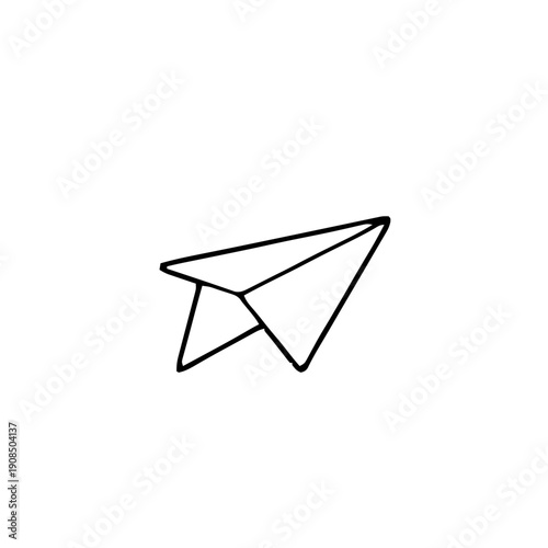 Valentines – Love Letters & Stationery (BW Outline) – paper plane letter outline with chat bubble