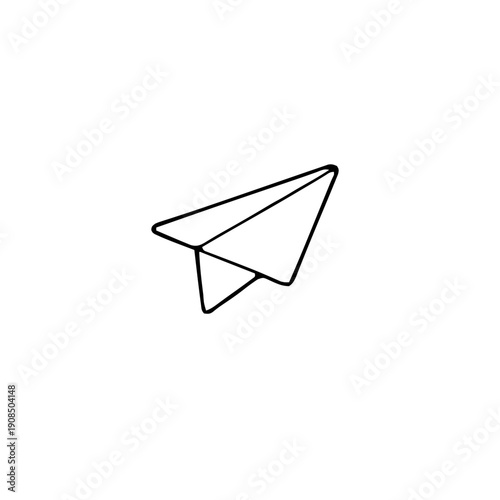 Valentines – Love Letters & Stationery (BW Outline) – paper plane letter outline with small heart