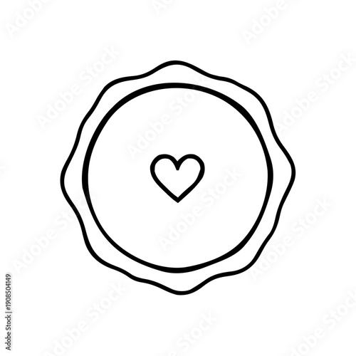 Valentines – Love Letters & Stationery (BW Outline) – wax seal stamp outline with small heart