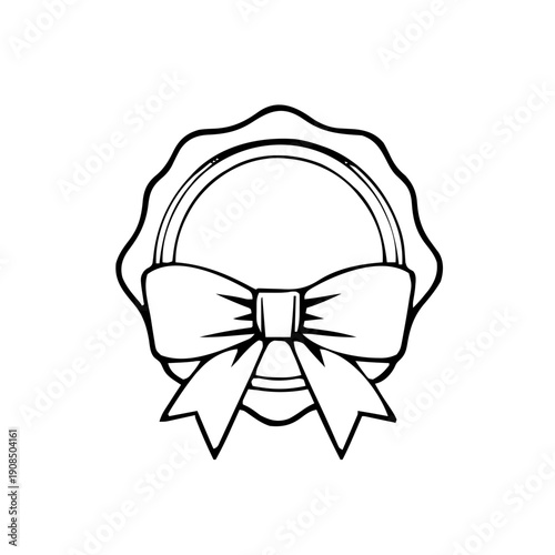 Valentines – Love Letters & Stationery (BW Outline) – wax seal stamp outline with ribbon bow