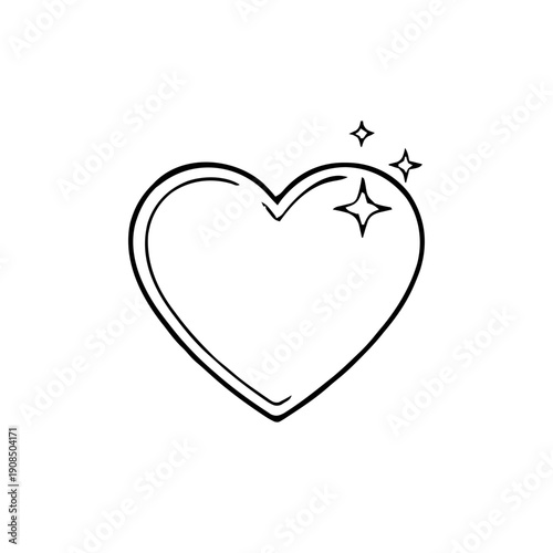 Valentines – Love Letters & Stationery (BW Outline) – postage stamp heart outline with sparkles