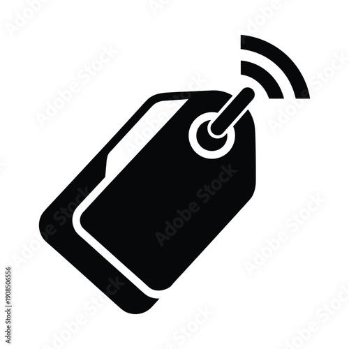 RFID tag icon, wireless identification symbol, flat illustration