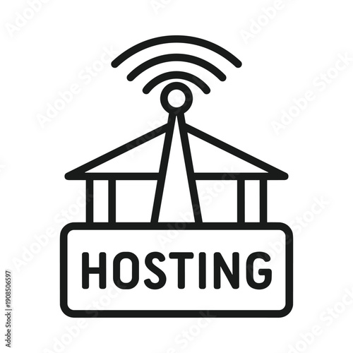 Hosting service icon, web hosting sign, flat illustration of hosting