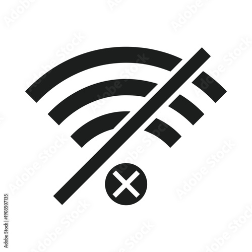 No Wi-Fi signal icon, flat vector illustration
