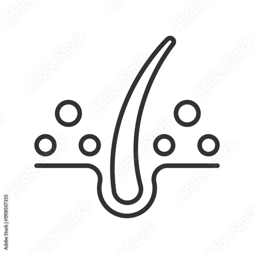 Hair follicle care icon in line design. scalp hydration bubbles on white background vector. hair follicle editable stroke icon