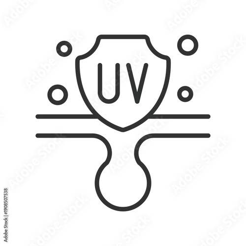 UV skin protection icon in line design. ultraviolet defense on white background vector. UV editable stroke icon