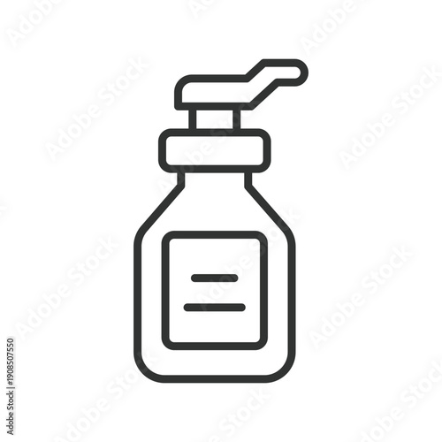 Liquid soap bottle icon in line design. skincare cleanser on white background vector. soap editable stroke icon