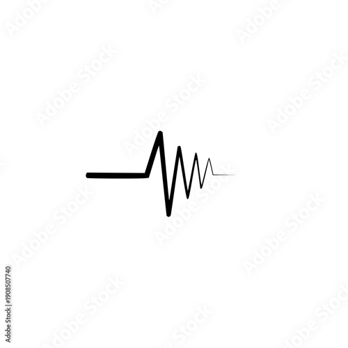 Abstract minimalist illustration of a dynamic black line evolving from a flat state into an erratic waveform, symbolizing a vital pulse, sound frequency, or complex data visualization